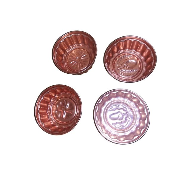 Vintage Copper Aluminum Kitchen Molds Lot of 4 Shamrock Acorn Flower Copper Mold - Picture 3 of 5